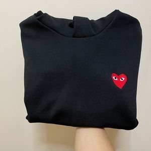 women comme des garcons play hoodie black